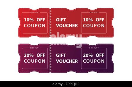 Rabattgutschein 10 und 20 Prozent Rabatt Stock Vektor