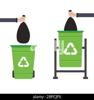 Abfalleimer-Recycling-Abfallbeutel für die Hand Stock Vektor