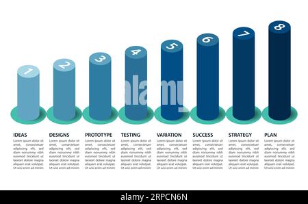 Infografik: Balkendiagramm mit 8 Schritten Stock Vektor