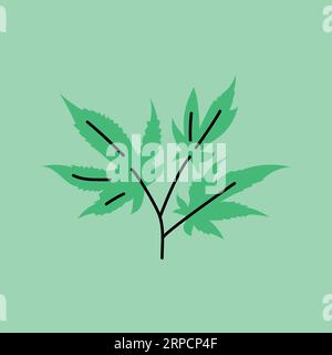 Symbol für schwarze Marihuana-Linie. Betäubungsmittel. Schild „Alternative zum Arzneimittel“. Stock Vektor