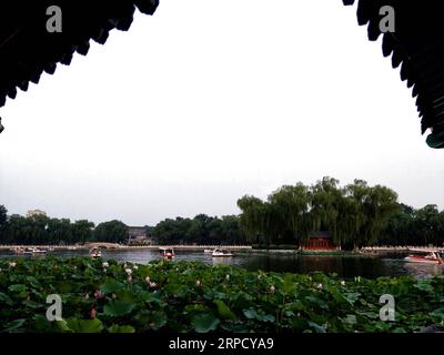 (190716) -- PEKING, 16. Juli 2019 -- Foto aufgenommen mit einem Mobiltelefon zeigt die Besichtigungstouren im malerischen Shichahai-Gebiet in Peking, Hauptstadt von China, 13. Juli 2019. ) (BeijingCandid)CHINA-BEIJING-SUMMER (CN) WeixMengjia PUBLICATIONxNOTxINxCHN Stockfoto