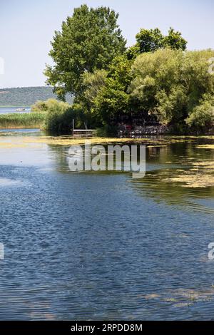 Ulubat oder Uluabat Lake Golyazi Umgebung in Bursa, Türkei, wundervolle natürliche Seeblick, Juni 25 2023 Stockfoto