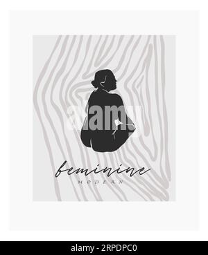 Hand gezeichnete Vektor abstrakte grafische Linie Kunst, zeitgenössische Sammlung Druck mit Boho-Ästhetik weibliche Körper grafische Formen. Mode feminin Konzept Stock Vektor