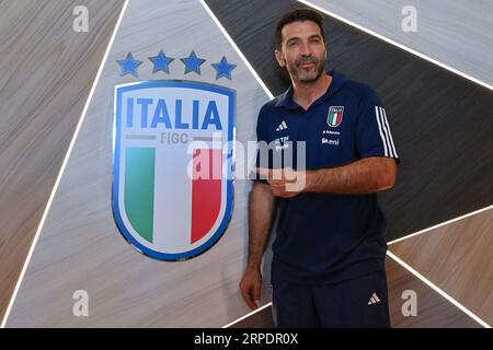 Delegationsleiter der Italienischen Delegation Gianluigi Buffon während der Pressekonferenz des neuen Delegationsleiters der Italienischen Delegation Gianluigi Buffon, Sonstiges, in Florenz, Italien, am 4. September 2023 Stockfoto