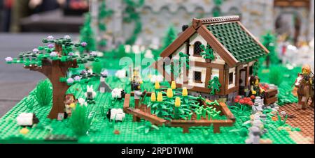 (190812) -- CANBERRA, 12. August 2019 -- LEGO Works of a Farm wird auf der Brick Expo in Canberra, Hauptstadt von Australien, am 11. August 2019 ausgestellt. Im Hellenic Club von Canberra zog die zweitägige ausstellung mit LEGO-Werken viele Besucher an. (Foto: /Xinhua) AUSTRALIA-CANBERRA-LEGO-BRICK EXPO LiuxChangchang PUBLICATIONxNOTxINxCHN Stockfoto