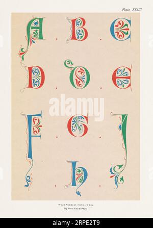 Mittelalterliches Alphabet. Das Alphabet der Anfangsbuchstaben des 12. Jahrhunderts Stockfoto