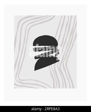 Handgezeichneter Vektor abstrakte grafische Strichgrafik einfacher, zeitgenössischer Sammlungsdruck mit Boho-Ästhetik organischen grafischen Formen. Mode feminines Konzept Stock Vektor