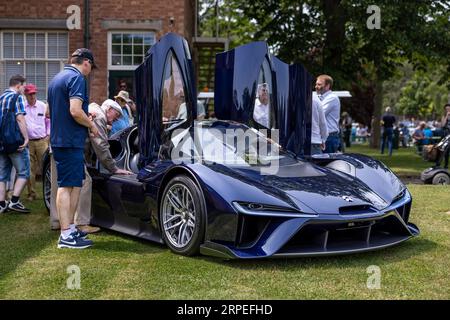 NIO EP9 Supersportwagen auf dem Bicester Schwungrad im Bicester Heritage Centre am 17. Juni 2023. Stockfoto