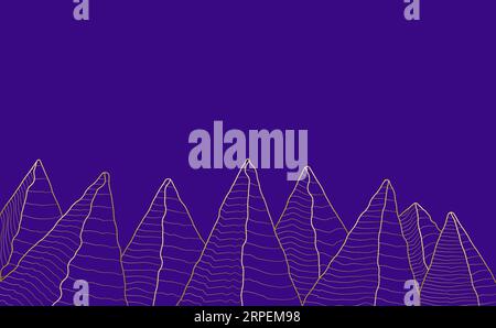 Tapete mit goldenen Linien in der Berglandschaft Stock Vektor