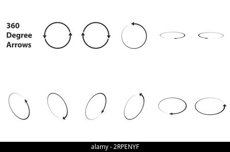 Pfeile mit 360°-Ansicht in verschiedene Richtungen Stock Vektor