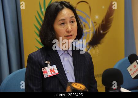 (190912) -- GENF, 12. September 2019 -- Pansy Ho Chiu-King, Vorsitzende der Hongkonger Frauenföderation, nimmt an einer Pressekonferenz des Verbands der UN-Korrespondenten (ACANU) in Genf, Schweiz, am 11. September 2019 Teil. Wir sollten uns hinsetzen und darüber nachdenken und zum Ausdruck bringen, sagte Ho auf der Pressekonferenz und fügte hinzu, dass, obwohl das Volk von Hongkong diese Freiheit hat, einige Radikale sich entschieden haben, sie nicht zu nutzen, sondern so viel Chaos zu verursachen, die Freiheit und das Recht anderer, ein normales Leben zu führen, als Geiseln zu nehmen. ) SCHWEIZ-GENF-UN-CHINA-HONGKONG-FRAUENVERTRETUNG CHENXJUNXIA PUB Stockfoto