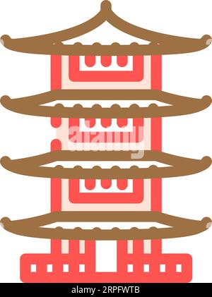 shinto-Schrein Gebäude shintoismus Farbsymbol Vektor-Illustration Stock Vektor