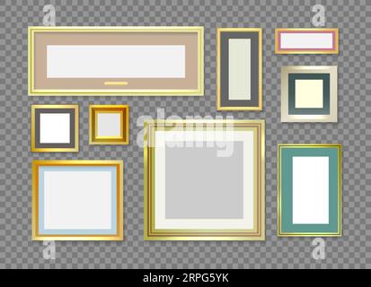 Golden Picture Frames Kollektion Stock Vektor