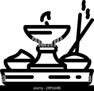 Vektor-Illustration des puja-Thali-Liniensymbols Stock Vektor