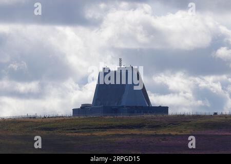 RAF Fylingdales ist eine ballistische Frühwarnstation (BMEWS) zwischen Pickering und Whitby in North Yorkshire, Großbritannien Stockfoto