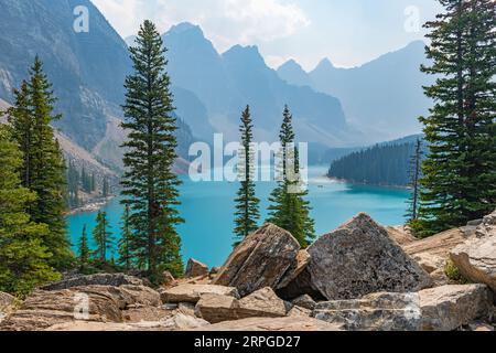 Moraine Lake, Banff-Nationalpark, Alberta, Kanada. Stockfoto