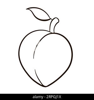 Linienzeichnung von ganzer gesunder Bio-Pfirsichfarbe für die Obstgarten-Logo-Identität. Vektorsymbol für Linien. Stock Vektor