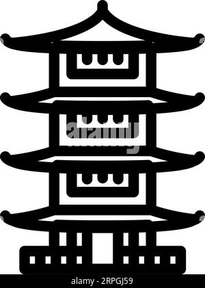 shinto-Schrein Gebäude shintoism-Linie Icon Vektor-Illustration Stock Vektor