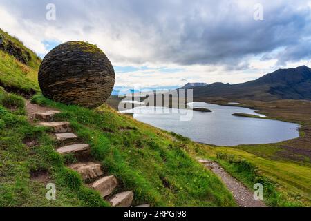 Panorama der Knochan Crag Trail in der North West Highlands in der Nähe von Ullapool Stockfoto