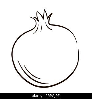 Granatapfellinie im Doodle-Stil. Handgezeichnete Vektorillustration isoliert auf weißem Hintergrund. Stock Vektor