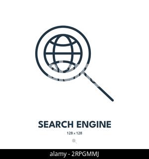 Suchmaschinensymbol. SEO, Marketing, Website. Bearbeitbare Kontur. Symbol „Einfacher Vektor“ Stock Vektor