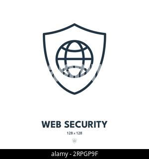 Symbol Für Web-Sicherheit. Internet, Sicher, Sicher. Bearbeitbare Kontur. Symbol „Einfacher Vektor“ Stock Vektor