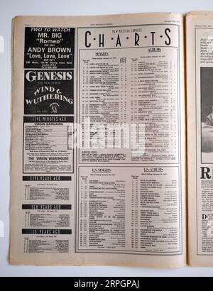 Music Charts Seite von 1970s New Music Express NME Stockfoto