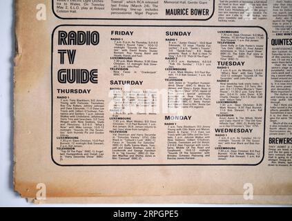 Radio TV Guide im NME Music Paper Magazine der 1970er Jahre Stockfoto