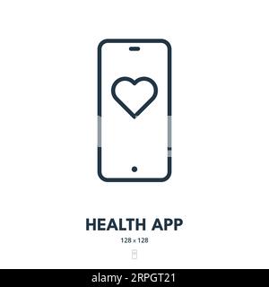 Symbol Für Health App. Herz, Smartphone, Gesund. Bearbeitbare Kontur. Symbol „Einfacher Vektor“ Stock Vektor