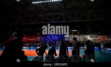 Ancona, Italien. September 2023. Italiens Bank während des Spiels Italien gegen die Schweiz, CEV Eurovolley Männer in Ancona, Italien, 04. September 2023 Credit: Independent Photo Agency/Alamy Live News Stockfoto