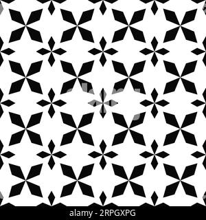 Nahtloses geometrisches Formdesign mit abstraktem Texturhintergrund in Schwarz-weiß-Illustration Stock Vektor