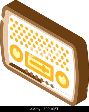 Retro-Radio-Musik isometrische Icon Vektor-Illustration Stock Vektor