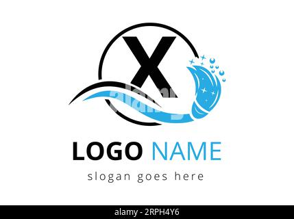 Designvorlage für das Logo des Reinigungsdienstes „Letter X“ Stock Vektor