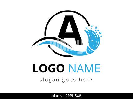 Schreiben Sie Eine Designvorlage für das Reinigungsservice-Logo Stock Vektor