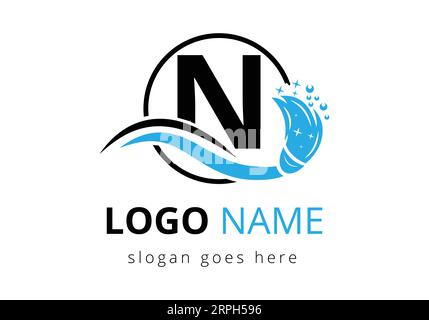 Design-Vorlage für das Logo des Reinigungsdienstes „Letter N“ Stock Vektor
