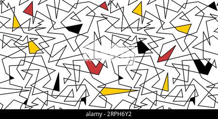 Nahtloses Muster für moderne Kunst. Geometrischer, mondrianischer Stil, Randlinien, zufälliger Hintergrund. Modische Textur. Stock Vektor