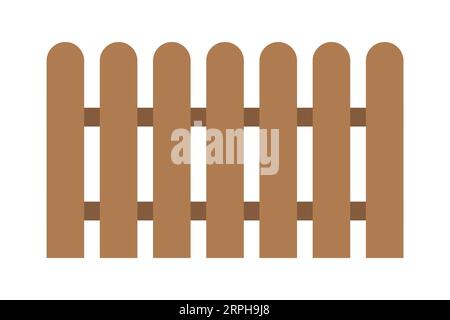 Zeichentrickzaun-Vektor-Illustration. Einfacher Streifenzaun im Cartoon-Stil. Isolierte Zaungrafiken aus Holz. Stock Vektor