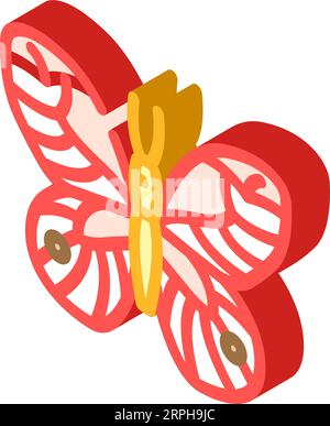 Isometrische Icon-Vektor-Illustration des Glasflügels-Schmetterlings Stock Vektor
