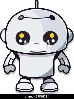 Aufkleber eines kleinen Roboters mit einem großen Kopf Stock Vektor