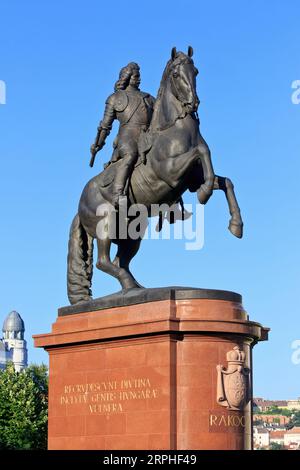 Reiterdenkmal des ungarischen Nationalhelden Franz II. Rakoczi (1676–1735) in Budapest, Ungarn Stockfoto