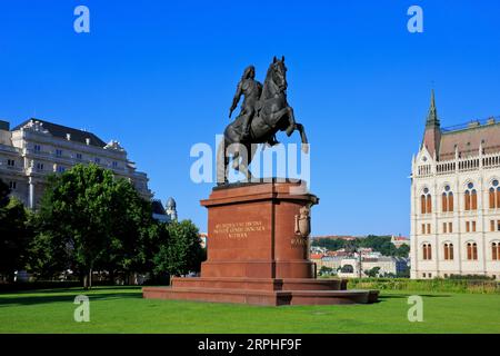 Reiterdenkmal des ungarischen Nationalhelden Franz II. Rakoczi (1676–1735) in Budapest, Ungarn Stockfoto