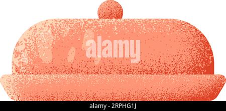 Retro-Keramik-Geschirr Ikone. Ton-Farbteller Stock Vektor