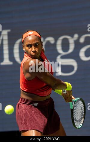 Coco Gauff (USA) nahm an der Women's Singles Round 2 beim US Open Tennis 2023 Teil. Stockfoto