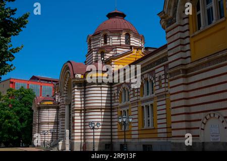 Sofia, Bulgarien. August 2023. Sofia Central Mineral Baths Building Stockfoto