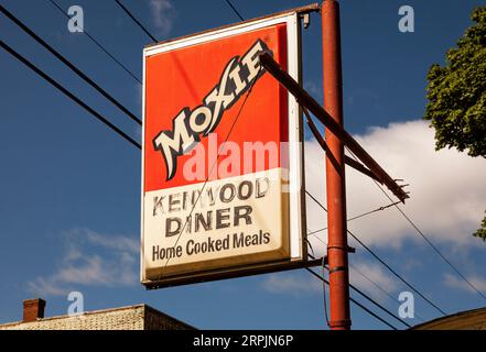 Moxie Zeichen Kenwood Diner Spencer, Massachusetts, USA Stockfoto