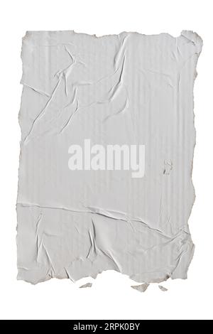 Gerissenes A4-Papier auf Karton geklebt Stockfoto