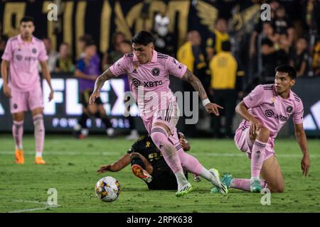 Inter Miami Mittelfeldspieler Facundo Farías (11) während eines MLS-Spiels gegen LAFC, Sonntag, den 3. September 2023, im BMO-Stadion in Los Angeles, CA. Inter M Stockfoto