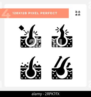 2D Pixel Perfect Hair Care Glyph Style Icons Set Stock Vektor