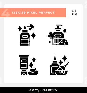 Pixel Perfect Hair Care Symbolpaket im Glyphenstil Stock Vektor