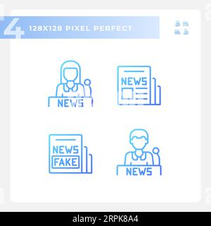 Pixel Perfect Gradient Journalismus Symbole Stock Vektor